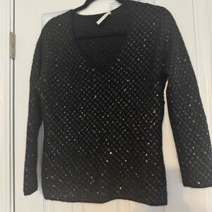 I. MAGNIN Black Cashmere Sequined Sweater